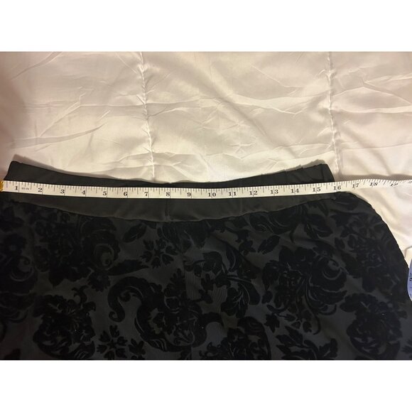 Black Floral Velvet Burnout Handkerchief Hem Skirt 1XL Fairy Whimsigoth Grunge - Picture 6 of 8